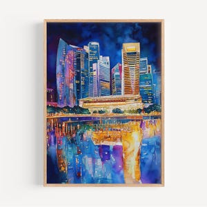 Singapore Watercolor Painting - Wall Art Print, Singapore Poster, Singapore Print, Travel Decor, Gift Idea, Illustration, Home Decor, Art