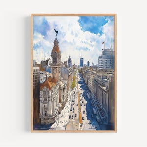 Buenos Aires Watercolor Painting - Wall Art Print, Travel Print, Argentina Print, Travel Decor, Gift Idea, Illustration, Home Decor, Artwork
