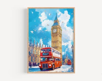 London Watercolor Painting - London Wall Art, England Travel Print, UK Poster, Travel Decor, Birthday/Wedding Present, Christmas Present