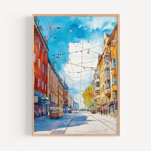 Oslo Watercolor Painting - Oslo Wall Art, Norwegian Travel Print, Norway Poster, Travel Decor, Birthday/Wedding Present, Christmas Present