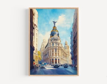 Madrid Watercolor Painting - Spain Wall Art, Madrid Travel Print, Spanish Poster, Travel Decor, Birthday/Wedding Present, Christmas Present