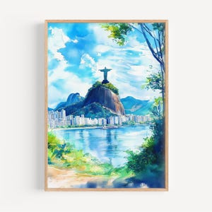 Rio De Janeiro Watercolor Painting - Rio Wall Art, Travel Print, Brazil Poster, Travel Decor, Birthday/Wedding Present, Christmas Present