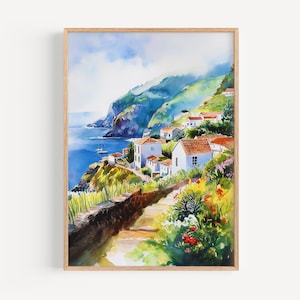 The Azores Watercolor Print- Wall Art Print, Portugal Poster, Travel Print, Travel Decor, Gift Idea, Illustration, Home Decor, Painting Art