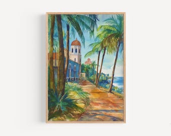Puerto Rico Watercolor Painting - Puerto Rico Wall Art, USA Travel Print, Poster, Travel Decor, Birthday/Wedding Present, Christmas Present