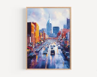Nashville Aquarell - Wand Kunst Druck, USA Poster, Reise Dekor, Geschenk Idee, Illustration, Home Decor, Tennessee Kunst