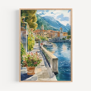 Lake Como Watercolor Painting - Lake Como Wall Art, Italy Travel Print, Poster, Travel Decor, Birthday/Wedding Present, Christmas Present