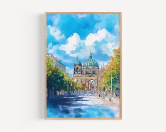 Berlin Watercolor Painting - Berlin Wall Art, Germany Travel Print, German Poster, Travel Decor, Birthday/Wedding Present, Christmas Present