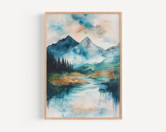 Highlands Aquarell Malerei- Wand Kunst Druck, Schottland Poster, UK Reise Dekor, Reise Geschenk Idee, Dekoration, Dekoration