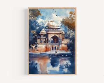 Jaipur Watercolor Painting - Wall Art Print, Jaipur Poster, India Travel Print, Asia Travel Decor, India Gift Idea, Illustration, Home Decor