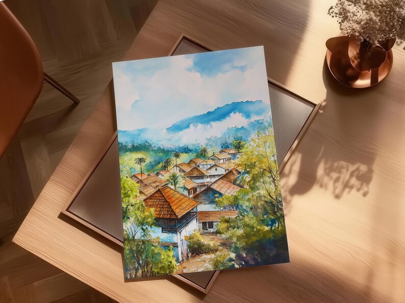 Bandung Watercolor Painting - Wall Art Print, Java Poster, Indonesia ...
