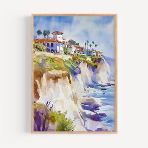 La Jolla Watercolor Painting - Wall Art Print, San Diego Poster, Travel Print, Travel Decor, Gift Idea, Illustration, Home Decor, USA Art