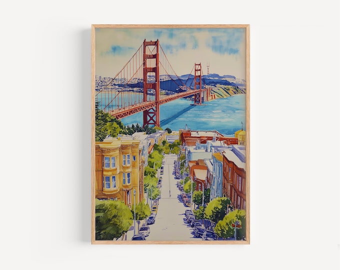 San Francisco Watercolor Painting - San Francisco Wall Art, Travel Print, Poster, Travel Decor, Gift Idea, Illustration, Home Decor, USA Art