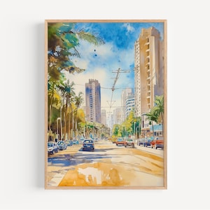 Sao Paulo Watercolor Painting - Wall Art Print, Brazil Poster, Brazil Print, Travel Decor, Gift Idea, Illustration, Home Decor, Brazil Art