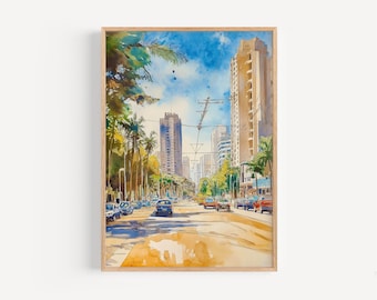 Pintura de acuarela de Sao Paulo: impresión de arte mural, póster de Brasil, impresión de Brasil, decoración de viaje, idea de regalo, ilustración, decoración del hogar, arte de Brasil
