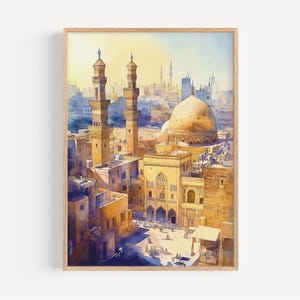 Cairo Watercolor Painting - Cairo Wall Art, Africa Travel Print, Egypt Poster, Travel Decor, Gift Idea, Illustration, Home Decor, Egypt Art