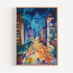 Sao Paulo Watercolor Painting - Wall Art Print, Brazil Poster, Brazil Print, Travel Decor, Gift Idea, Illustration, Home Decor, Brazil Art