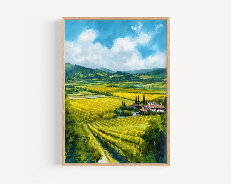 Napa Valley Watercolor Painting - Wall Art Print, Travel Poster, USA ...