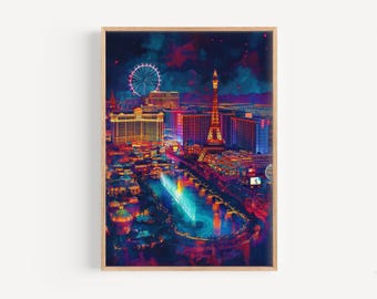 Las Vegas Watercolor Painting - Las Vegas Wall Art, America Travel Print, Poster, Travel Decor, Birthday/Wedding Present, Christmas Present