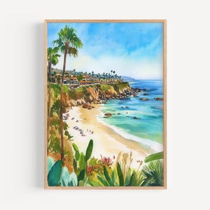 Laguna Beach Watercolor Painting - Wall Art Print, California Poster, Travel Print, Travel Decor, Travel Gift Idea, Illustration, Home Decor