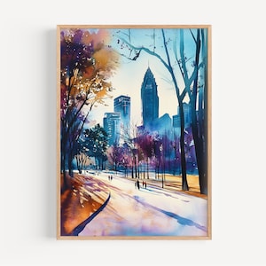 Charlotte Aquarell - Wand Kunst Druck, Amerika Poster, USA Reise Dekor, Geschenk Idee, Illustration, Home Decor, USA Kunst