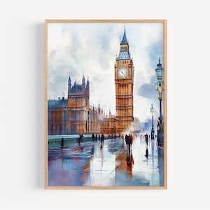 Big Ben Watercolor Painting - Wall Art Print, UK Poster, London Travel Print, Travel Decor, Gift Idea, Illustration, Home Decor, British Art