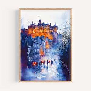 Edinburgh Watercolor Painting - Wall Art Print, UK Poster, UK Travel Print, Travel Decor, Gift Idea, Illustration, Home Decor, Scottish Art