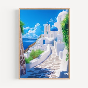 Santorini Watercolor Painting - Santorini Wall Art, Greece Travel Print, Poster, Travel Decor, Birthday/Wedding Present, Christmas Present