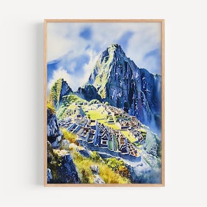 Machu Picchu Aquarell - Wand Kunst Druck, Peru Poster, Reise Dekor, Geschenk Idee, Illustration, Wohn Dekor, Geschichte Kunst