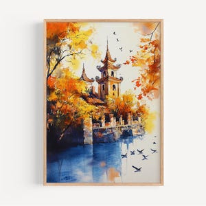 Hanoi Watercolor Painting - Wall Art Print, Hanoi Poster, Vietnam Travel Print, Travel Decor, Gift Idea, Illustration, Home Decor, Asian Art