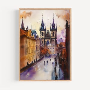 Pintura de acuarela de Praga - Impresión de arte mural, póster de Praga, impresión de viaje, decoración de viaje, idea de regalo, ilustración, decoración del hogar, arte checo