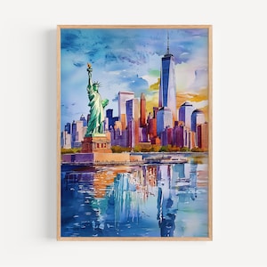 New York Watercolor Painting - Wall Art Print, USA Poster, USA Travel Print, Travel Decor, Gift Idea, Illustration, Home Decor, America Art