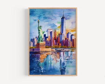 New York Watercolor Painting - Wall Art Print, USA Poster, USA Travel Print, Travel Decor, Gift Idea, Illustration, Home Decor, America Art