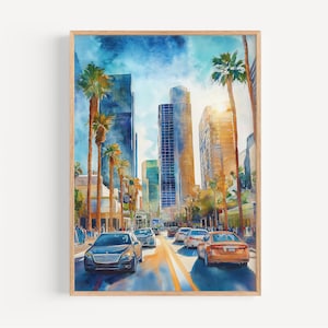 Los Angeles Watercolor Painting - Los Angeles Wall Art, USA Travel Print, Poster, Travel Decor, Birthday/Wedding Present, Christmas Present