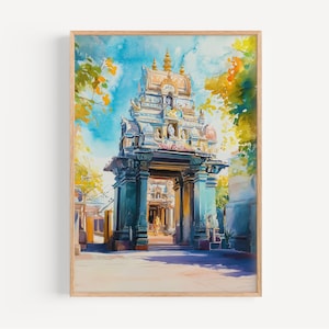 Chennai Aquarell, Wand Kunst Druck, Reise Dekor, Geschenk Idee, Illustration, Wohnkultur, Indische Kunstwerk