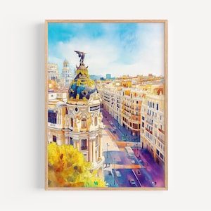 Madrid Watercolor Painting - Madrid Wall Art, Spanish Travel Print, Spain Poster, Travel Decor, Birthday/Wedding Present, Christmas Present