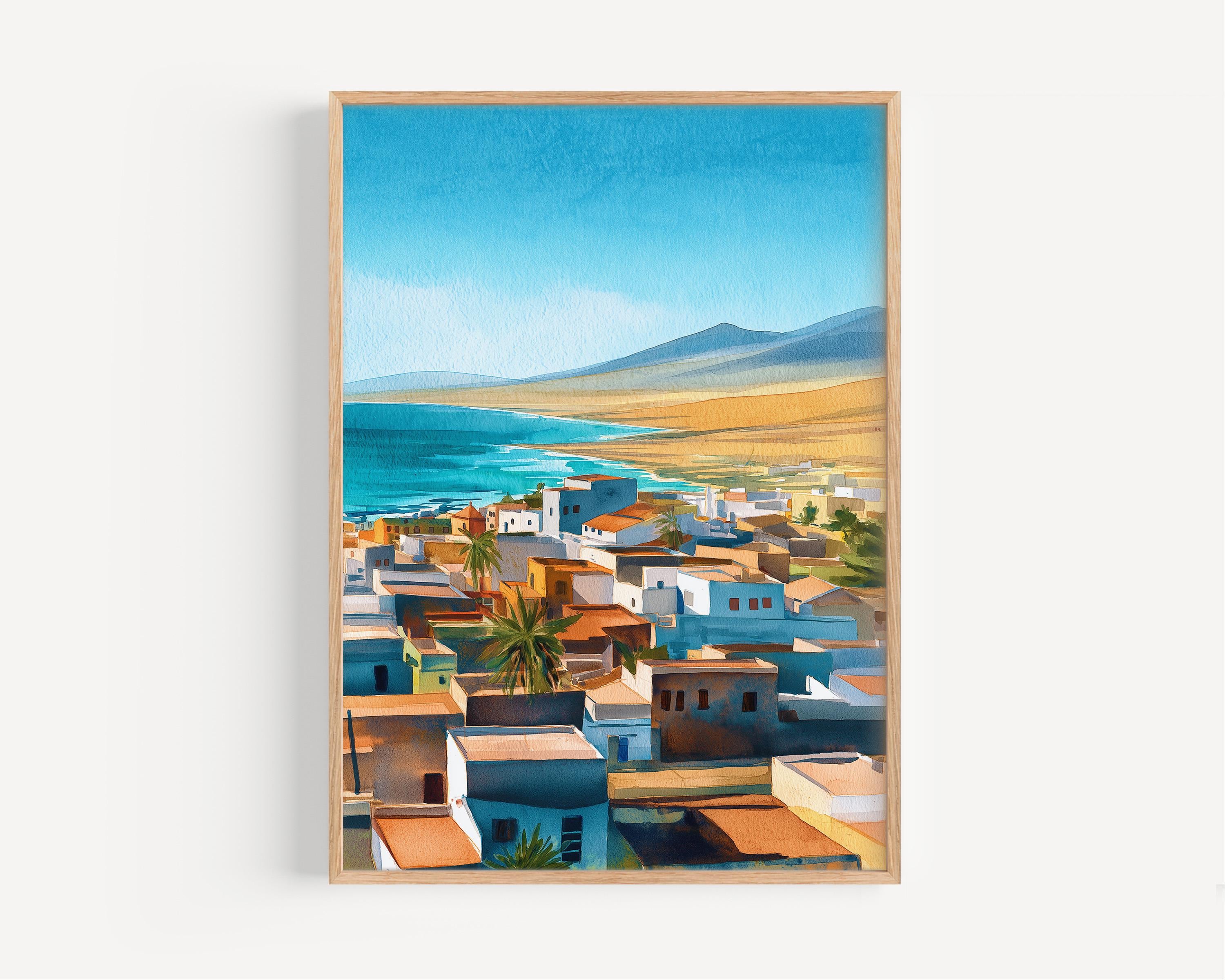 Fuerteventura Watercolor Painting - Wall Art Print, Travel Poster