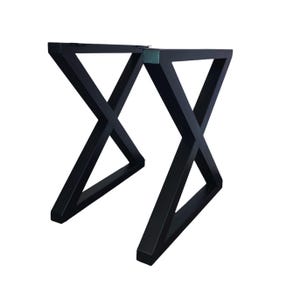 Model &#39;Fabe&#39; Metal Table Legs - 28&#39;&#39; X-Frame Industrial Steel Table Base Modern Black Heavy Duty Dining Table Legs, Handmade Furniture Frame