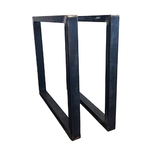Model &#39;Fade&#39; Metal Table Legs - 28&#39;&#39; Square Industrial Steel Table Base, Heavy Duty Modern Black Desk Legs, Dining Table Frame for Home
