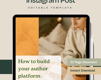 Bookstagram Templates for Canva, 52 Editable Square Instagram Posts for Authors and Writers