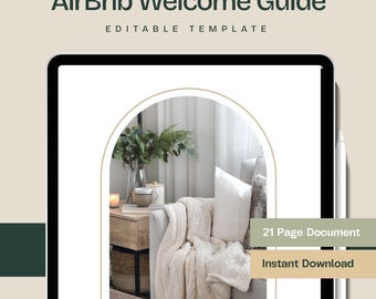 Airbnb Welcome Book Template, Editable Canva Guest Guide for Short Term Rental Hosts