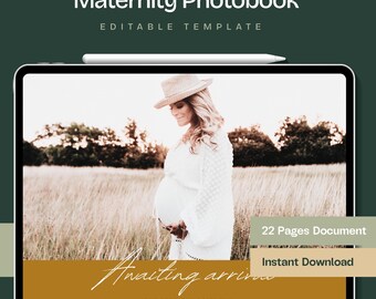 Maternity Photo Book Template, Editable Canva Pregnancy Keepsake Album and Bump Journal