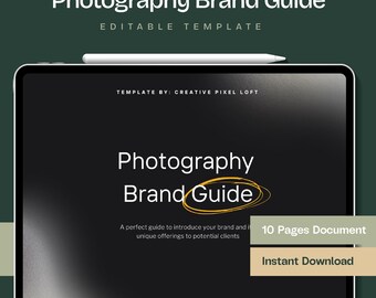 Photography Brand Guide Template, Editable Canva Services and Pricing Kit for Photographers