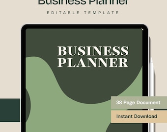 Business Planner Template, 38 Page Editable Canva Workbook for Entrepreneurs and Goal Setting