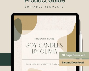 Product Guide Template, Editable Canva Lookbook and Shop Catalog for Makers