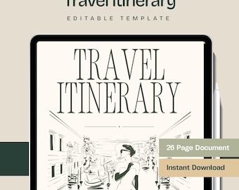 Vacation Planner Template, Editable Canva Travel Journal and Holiday Itinerary Pages