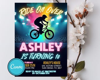 Editable BMX Birthday Invitation: Bike Race Party (Digital Template)