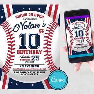 Baseball Birthday Invitation, Baseball Invites, Sports Birthday Invitation, Instant Download Baseball Invitations, Digital File