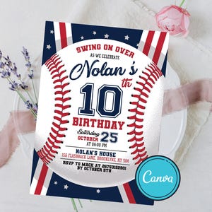 Baseball Birthday Invitation, Baseball Invites, Sports Birthday Invitation, Instant Download Baseball Invitations, Digital File