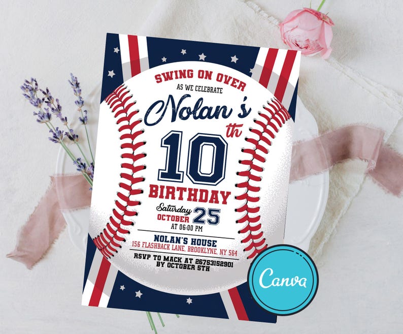 Baseball Birthday Invitation, Baseball Invites, Sports Birthday Invitation, Instant Download Baseball Invitations, Digital File