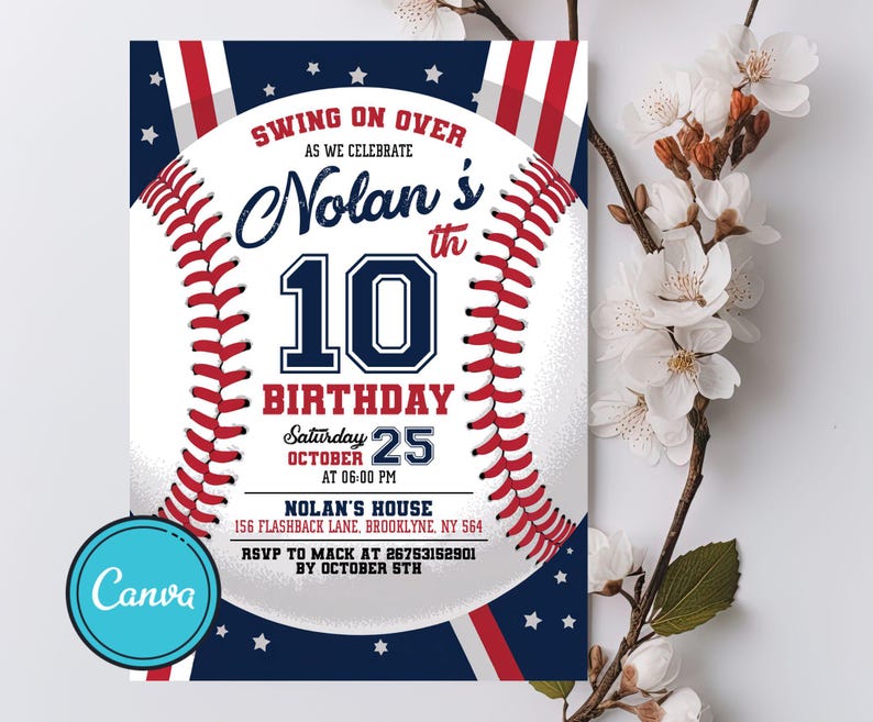 Baseball Birthday Invitation, Baseball Invites, Sports Birthday Invitation, Instant Download Baseball Invitations, Digital File